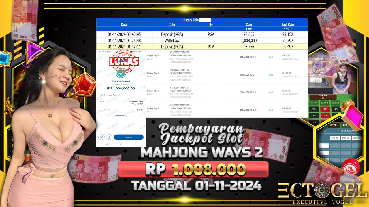 BUKTI JACKPOT SLOT MAHJONG WAYS 2 TERPERCAYA DI INDONESIA TGL 01-11-2024