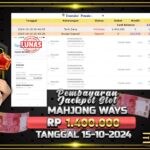 BUKTI JACKPOT SLOT MAHJONG WAYS TERPERCAYA DI INDONESIA TGL 15-10-2024