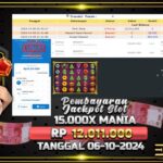 BUKTI JACKPOT SLOT 15.000X MANIA TERPERCAYA DI INDONESIA TGL 06-10-2024