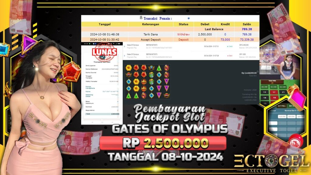 BUKTI JACKPOT SLOT GATES OF OLYMPUS TERPERCAYA DI INDONESIA TGL 08-10-2024