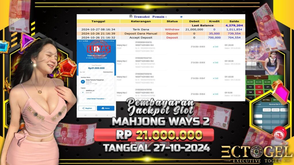 BUKTI JACKPOT SLOT MAHJONG WAYS 2 TERPERCAYA DI INDONESIA TGL 27-10-2024