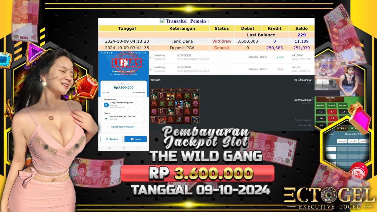 BUKTI JACKPOT SLOT THE WILD GANG TERPERCAYA DI INDONESIA TGL 09-10-2024