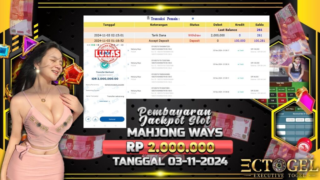 BUKTI JACKPOT SLOT MAHJONG WAYS TERPERCAYA DI INDONESIA TGL 03-11-2024