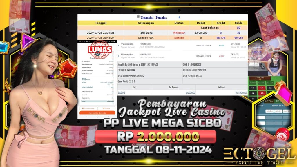 BUKTI JACKPOT PP LIVE MEGA SICBO TERPERCAYA DI INDONESIA TGL 08-11-2024