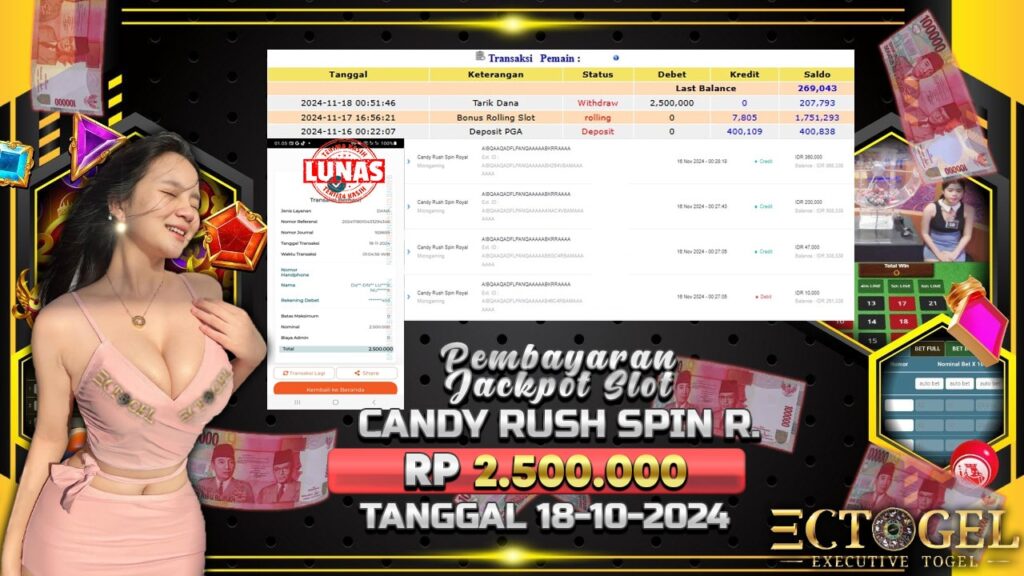 BUKTI JACKPOT SLOT CANDY RUSH SPIN ROYAL TERPERCAYA DI INDONESIA TGL 18-11-2024