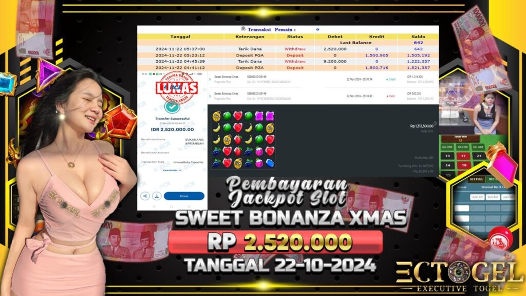 BUKTI JACKPOT SLOT SWEET BONANZA XMAS TERPERCAYA DI INDONESIA TGL 22-11-2024