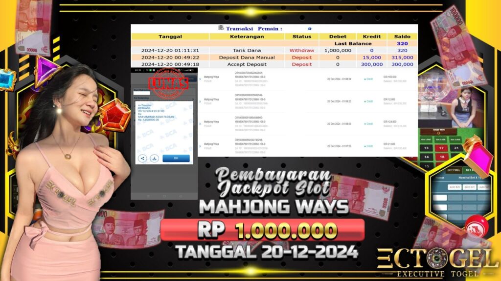 BUKTI JACKPOT SLOT MAHJONG WAYS TERPERCAYA DI INDONESIA TGL 20-12-2024