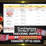 BUKTI JACKPOT SLOT MAHJONG WAYS 2 TERPERCAYA DI INDONESIA TGL 07-12-2024