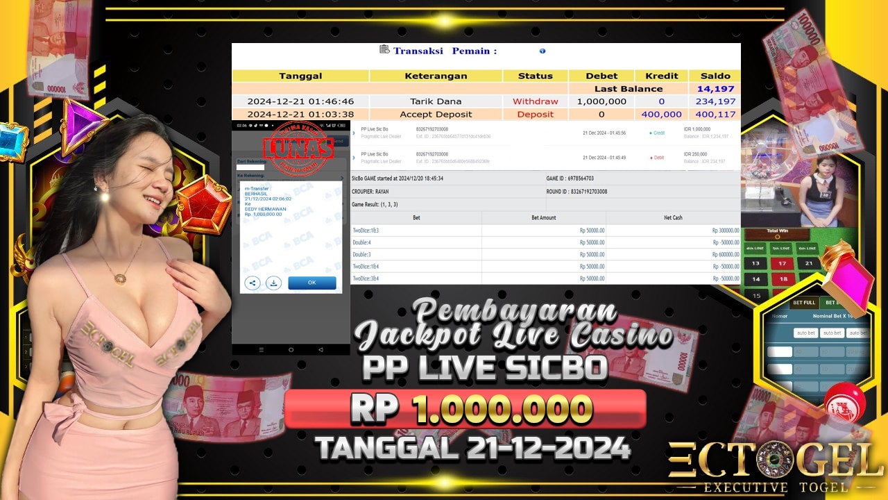 BUKTI JACKPOT PP LIVE SICBO TERPERCAYA DI INDONESIA TGL 21-12-2024