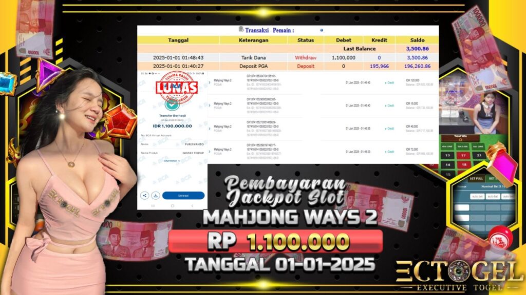 BUKTI JACKPOT SLOT MAHJONG WAYS 2 TERPERCAYA DI INDONESIA TGL 01-01-2025