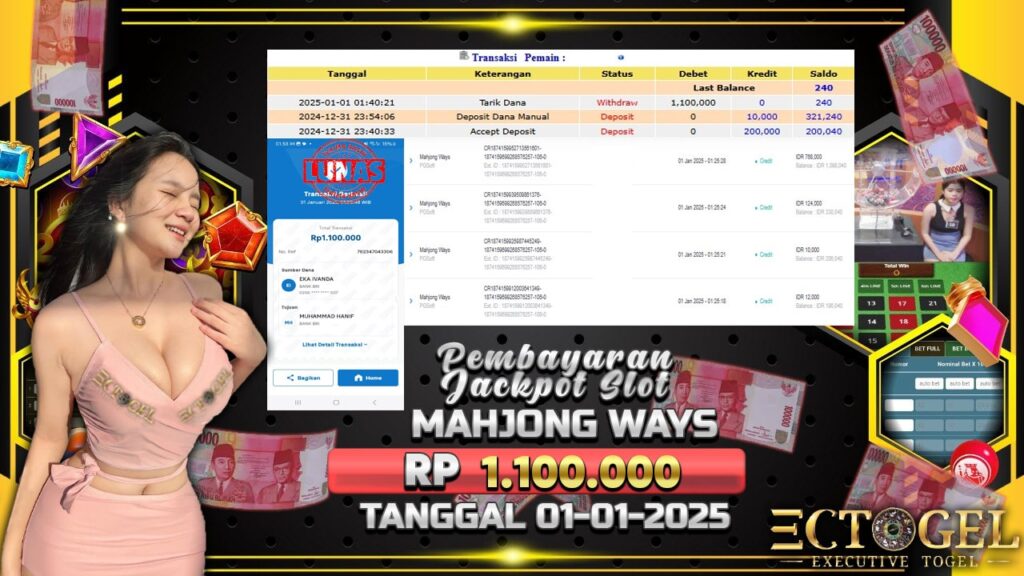 BUKTI JACKPOT SLOT MAHJONG WAYS TERPERCAYA DI INDONESIA TGL 01-01-2025