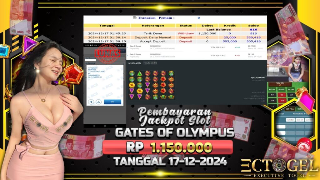 BUKTI JACKPOT SLOT GATES OF OLYMPUS TERPERCAYA DI INDONESIA TGL 17-12-2024