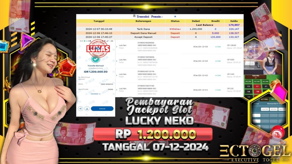 BUKTI JACKPOT SLOT LUCKY NEKO TERPERCAYA DI INDONESIA TGL 07-12-2024