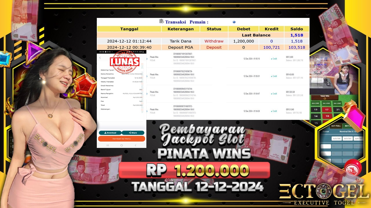 BUKTI JACKPOT SLOT PINATA WINS TERPERCAYA DI INDONESIA TGL 12-12-2024