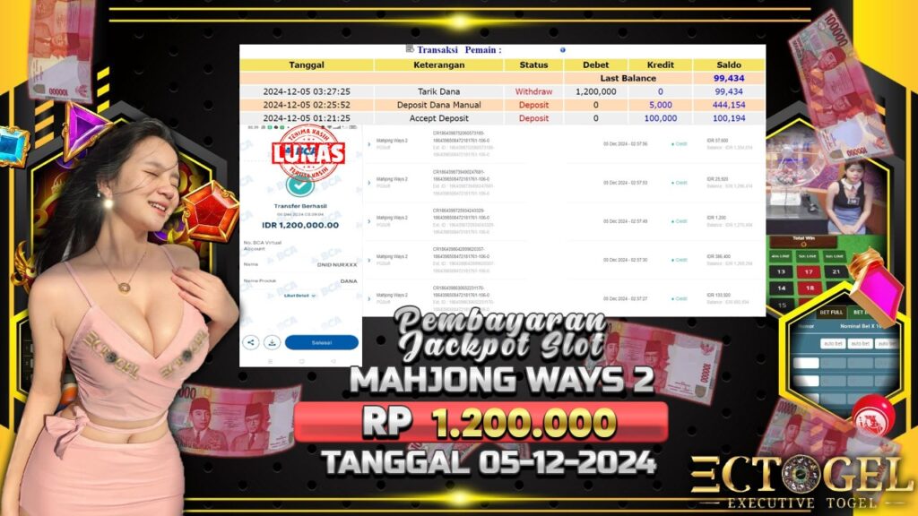 BUKTI JACKPOT SLOT MAHJONG WAYS 2 TERPERCAYA DI INDONESIA TGL 05-12-2024