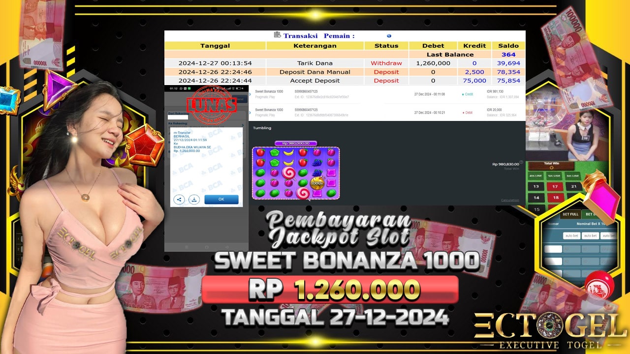 BUKTI JACKPOT SLOT SWET BONANZA 1000 TERPERCAYA DI INDONESIA TGL 27-12-2024