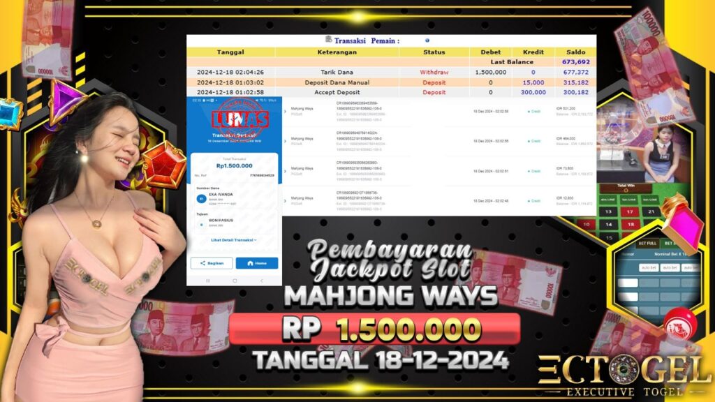 BUKTI JACKPOT SLOT MAHJONG WAYS TERPERCAYA DI INDONESIA TGL 18-12-2024