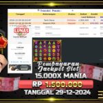 BUKTI JACKPOT SLOT 15.000X MANIA TERPERCAYA DI INDONESIA TGL 29-12-2024