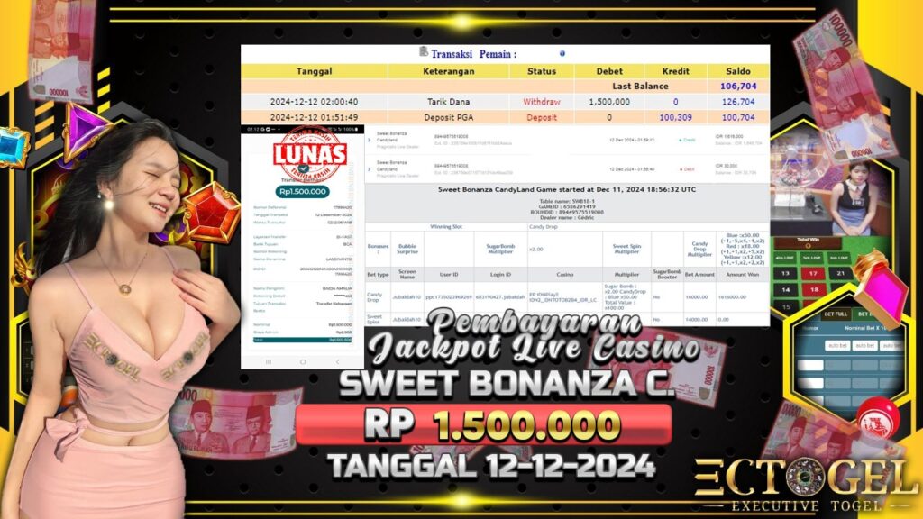 BUKTI JACKPOT SWEET BONANZA CANDYLAND TERPERCAYA DI INDONESIA TGL 12-12-2024