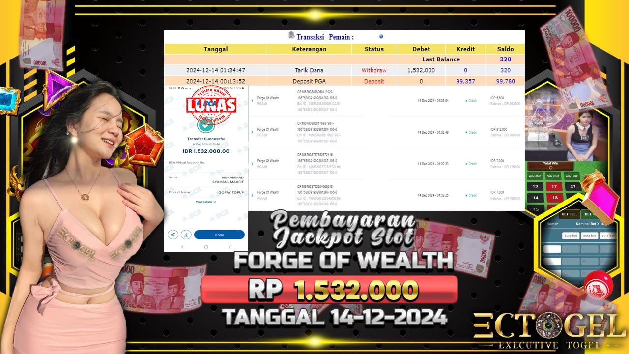 BUKTI JACKPOT SLOT FORGE OF WEALTH TERPERCAYA DI INDONESIA TGL 14-12-2024