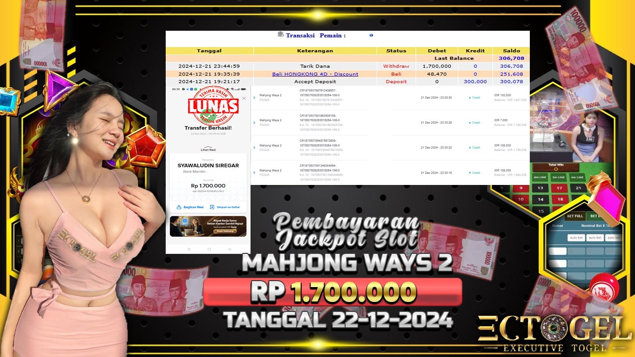 BUKTI JACKPOT SLOT MAHJONG WAYS 2 TERPERCAYA DI INDONESIA TGL 22-12-2024