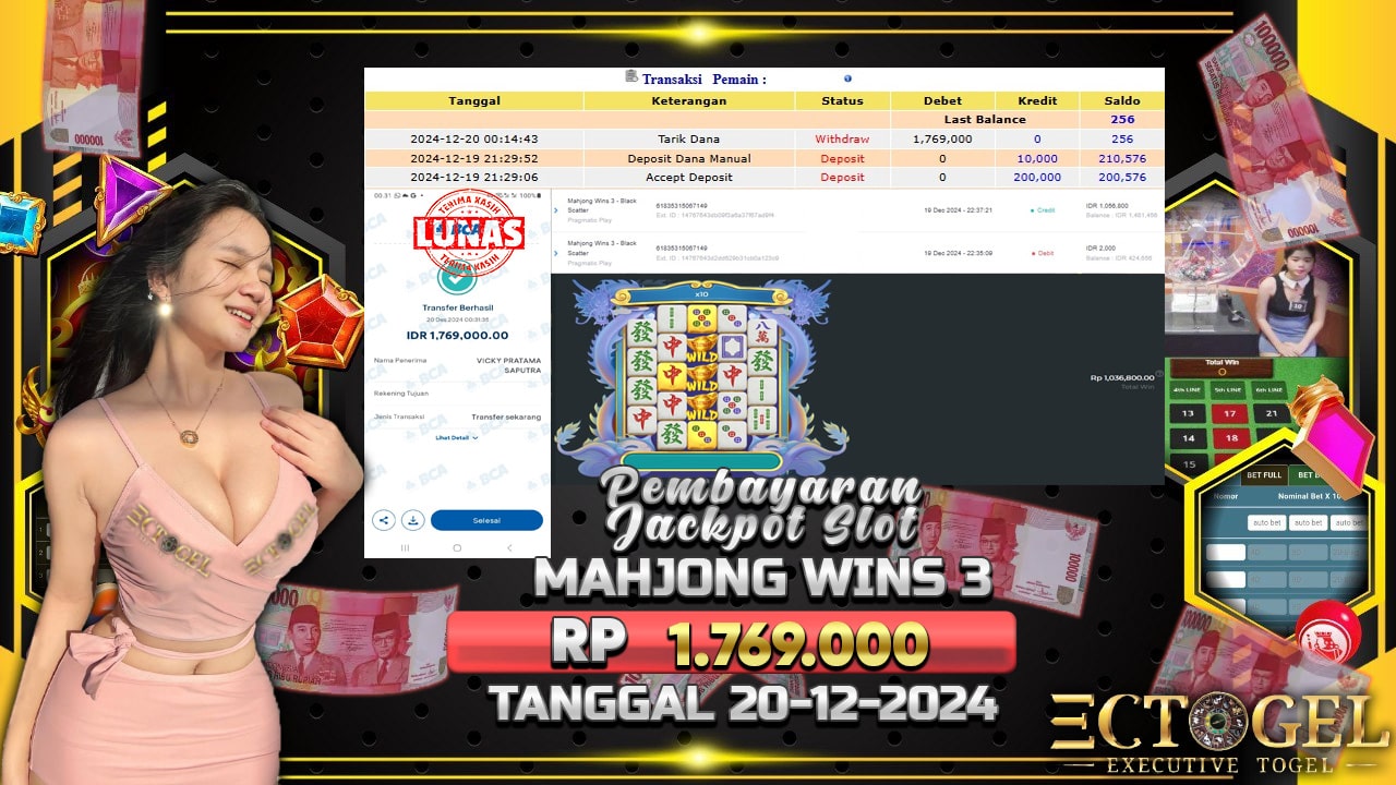 BUKTI JACKPOT SLOT MAHJONG WINS 3 TERPERCAYA DI INDONESIA TGL 20-12-2024