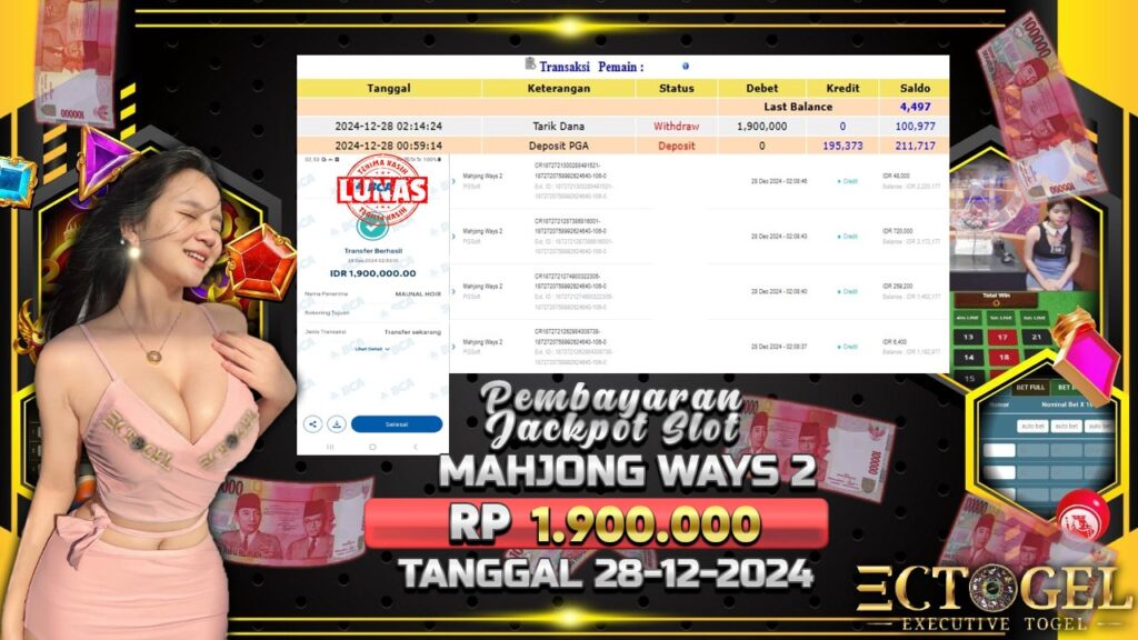 BUKTI JACKPOT SLOT MAHJONG WAYS 2 TERPERCAYA DI INDONESIA TGL 28-12-2024