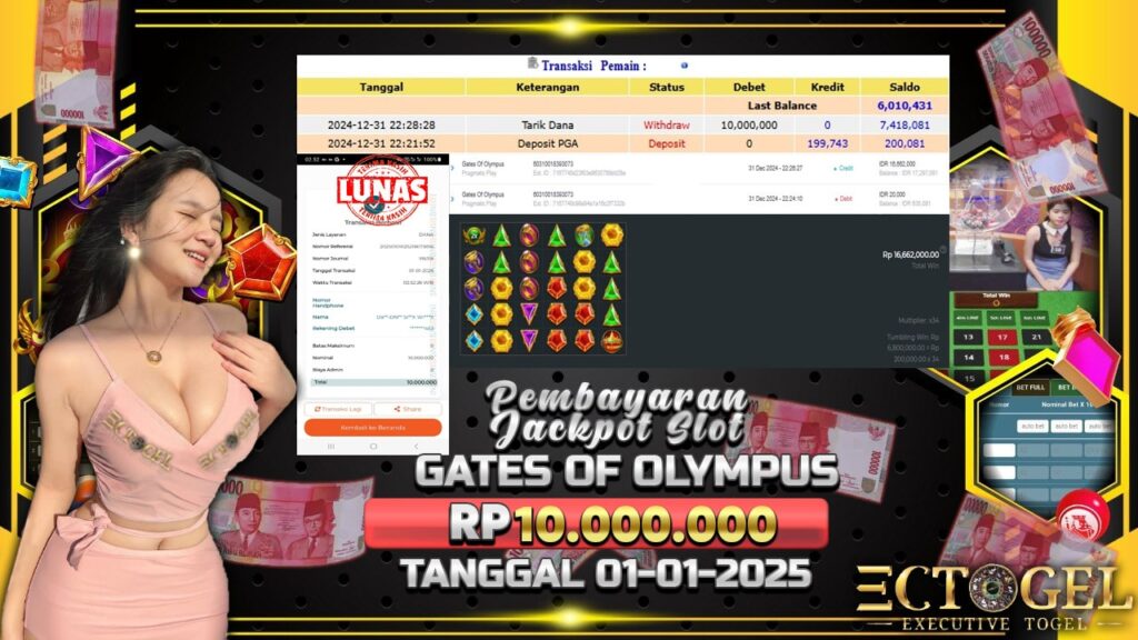 BUKTI JACKPOT SLOT GATES OF OLYMPUS TERPERCAYA DI INDONESIA TGL 01-01-2025