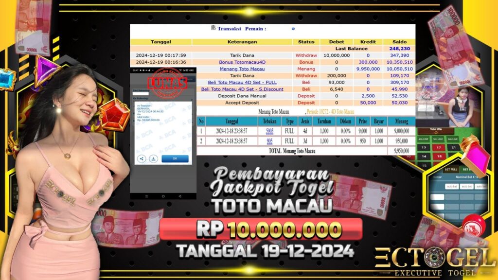 BUKTI JACKPOT TOGEL TOTO MACAU TERPERCAYA DI INDONESIA TGL 19-12-2024