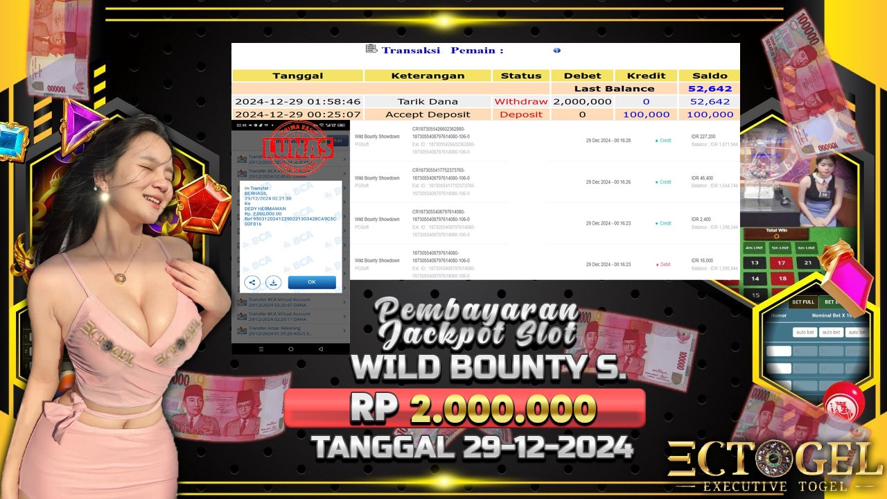 BUKTI JACKPOT SLOT WILD BOUNTY SHOWDOWN TERPERCAYA DI INDONESIA TGL 29-12-2024