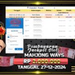 BUKTI JACKPOT SLOT MAHJONG WAYS TERPERCAYA DI INDONESIA TGL 27-12-2024