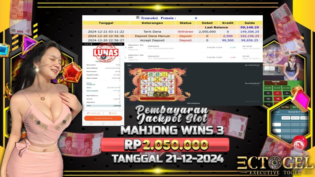 BUKTI JACKPOT SLOT MAHJONG WINS 3 TERPERCAYA DI INDONESIA TGL 21-12-2024