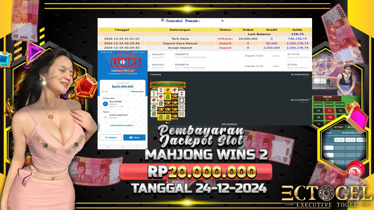 BUKTI JACKPOT SLOT MAHJONG WINS 2 TERPERCAYA DI INDONESIA TGL 24-12-2024