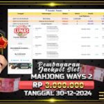 BUKTI JACKPOT SLOT MAHJONG WAYS 2 TERPERCAYA DI INDONESIA TGL 30-12-2024