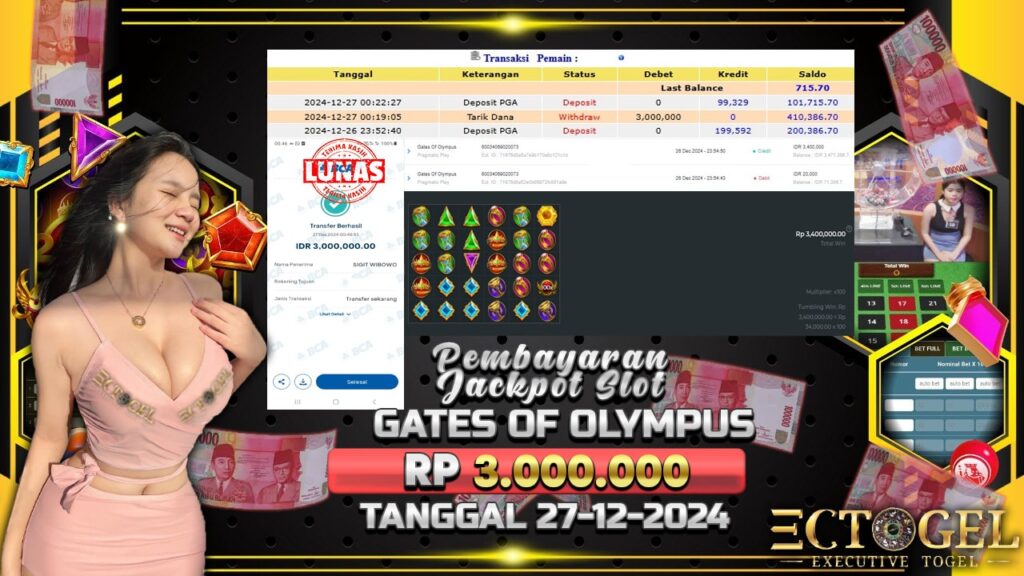 BUKTI JACKPOT SLOT GATES OF OLYMPUS TERPERCAYA DI INDONESIA TGL 27-12-2024