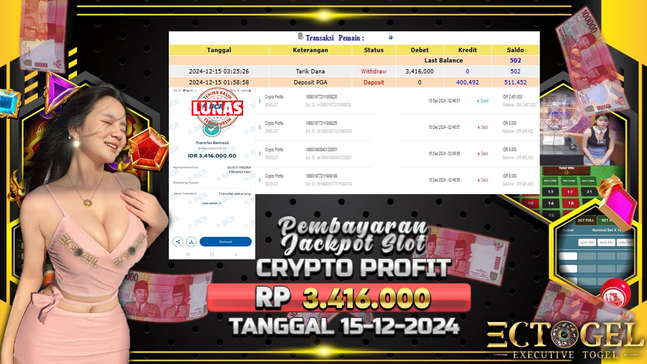 BUKTI JACKPOT SLOT CRYPTO PROFIT TERPERCAYA DI INDONESIA TGL 15-12-2024