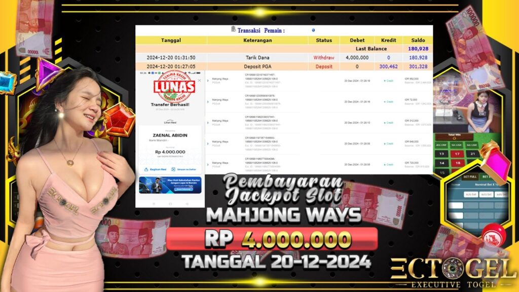 BUKTI JACKPOT SLOT MAHJONG WAYS TERPERCAYA DI INDONESIA TGL 20-12-2024