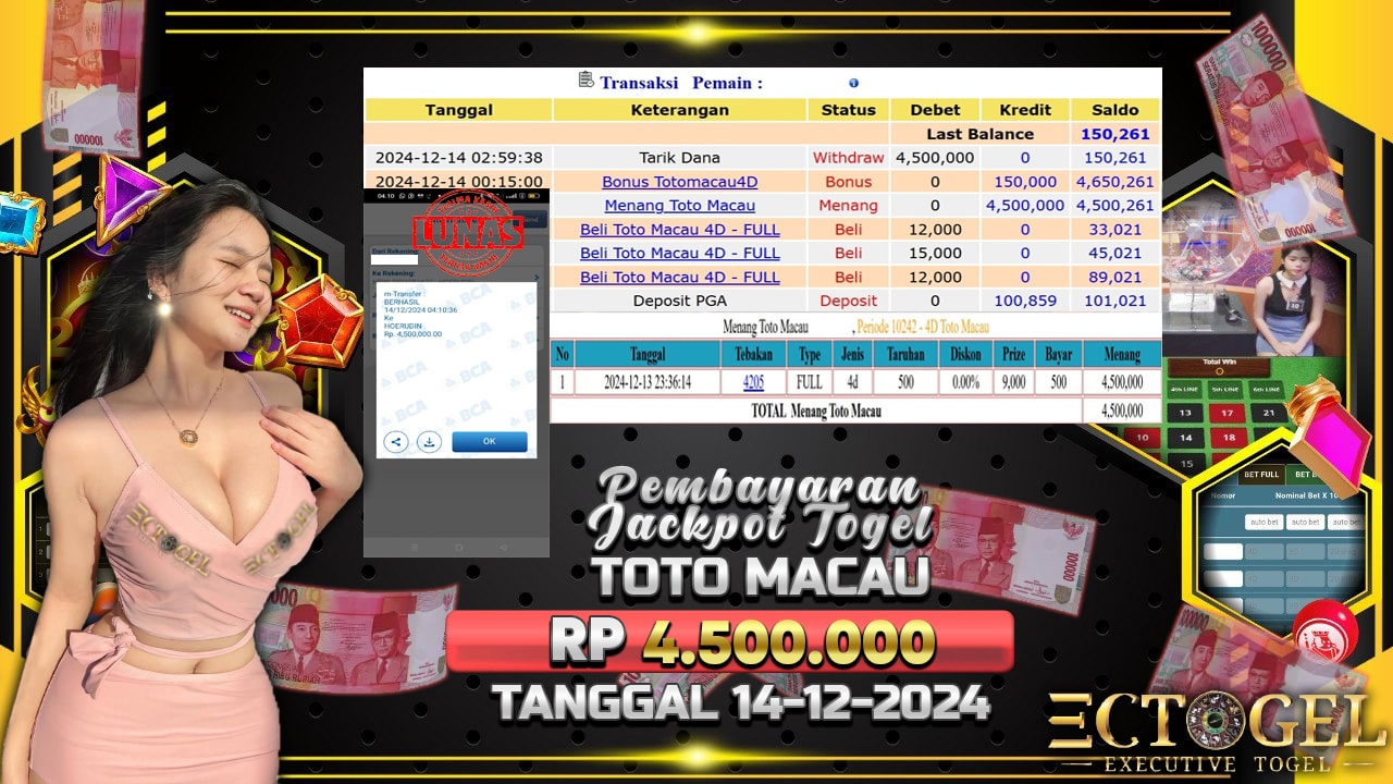 BUKTI JACKPOT TOGEL TOTO MACAU TERPERCAYA DI INDONESIA TGL 14-12-2024