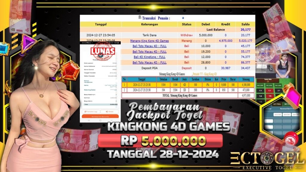 BUKTI JACKPOT TOGEL KINGKONG 4D GAMES TERPERCAYA DI INDONESIA TGL 28-12-2024