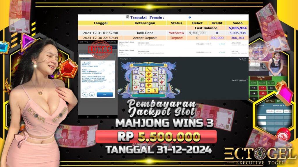 BUKTI JACKPOT SLOT MAHJONG WINS 3 TERPERCAYA DI INDONESIA TGL 31-12-2024