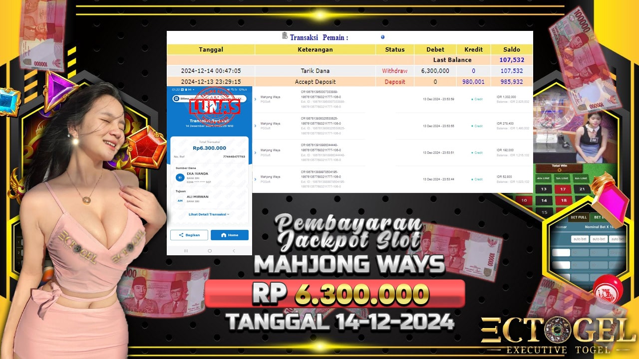 BUKTI JACKPOT SLOT MAHJONG WAYS TERPERCAYA DI INDONESIA TGL 14-12-2024