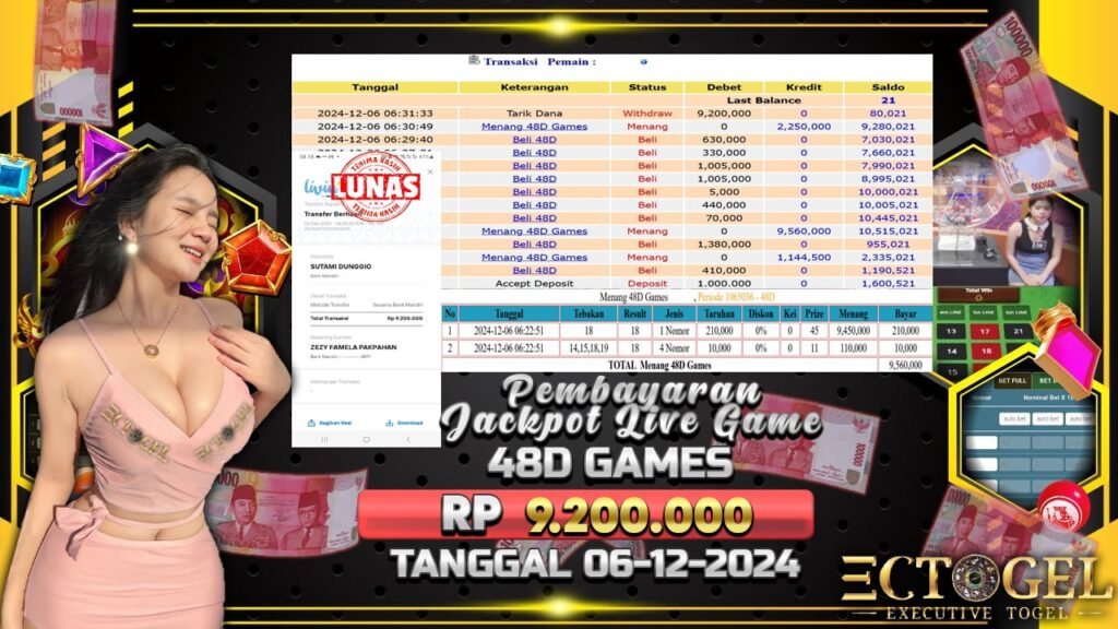 BUKTI JACKPOT 48D GAMES TERPERCAYA DI INDONESIA TGL 06-12-2024