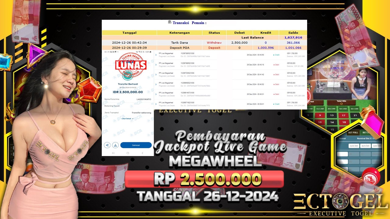 BUKTI JACKPOT PP LIVE MEGAWHEEL TERPERCAYA DI INDONESIA TGL 26-12-2024