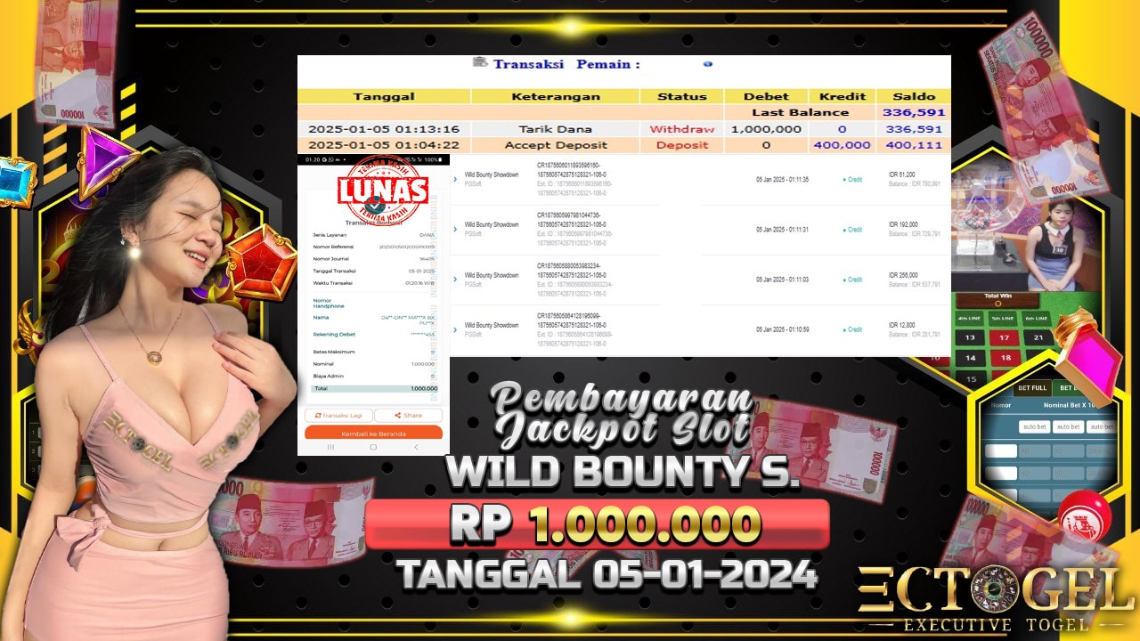 BUKTI JACKPOT SLOT WILD BANDITO TERPERCAYA DI INDONESIA TGL 05-01-2025