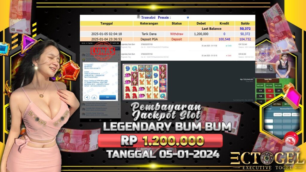 BUKTI JACKPOT SLOT LEGENDARY BUM BUM TERPERCAYA DI INDONESIA TGL 05-01-2025