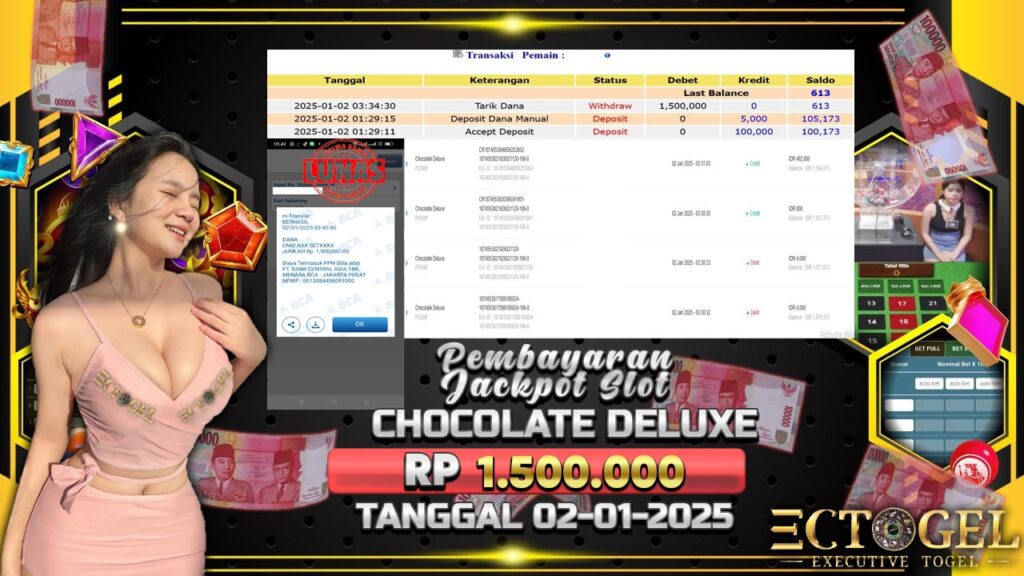 BUKTI JACKPOT SLOT CHOCOLATE DELUXE TERPERCAYA DI INDONESIA TGL 02-01-2025