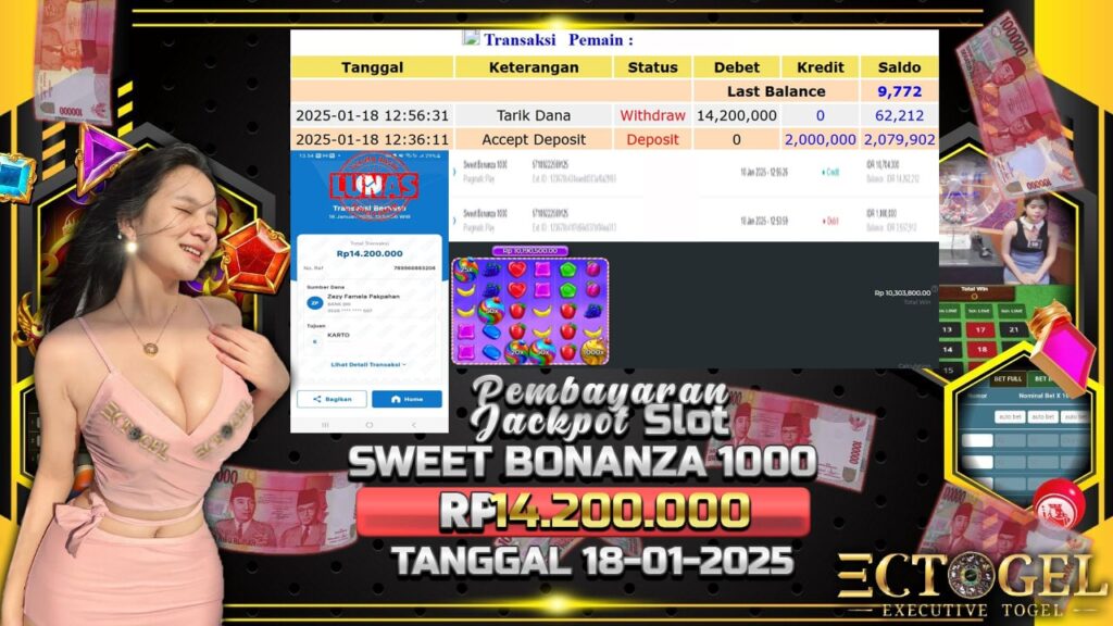 BUKTI JACKPOT SLOT SWEET BONANZA 1000 TERPERCAYA DI INDONESIA TGL 18-01-2025