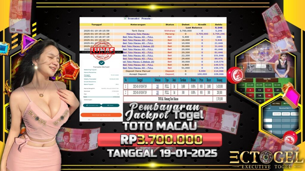 BUKTI JACKPOT TOGEL TOTO MACAU TERPERCAYA DI INDONESIA TGL 19-01-2025