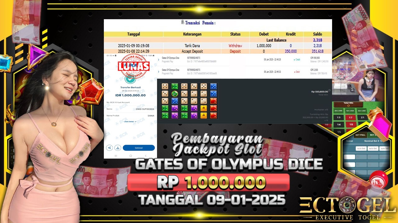 BUKTI JACKPOT SLOT GATES OF OLYMPUS DICE TERPERCAYA DI INDONESIA TGL 09-01-2025