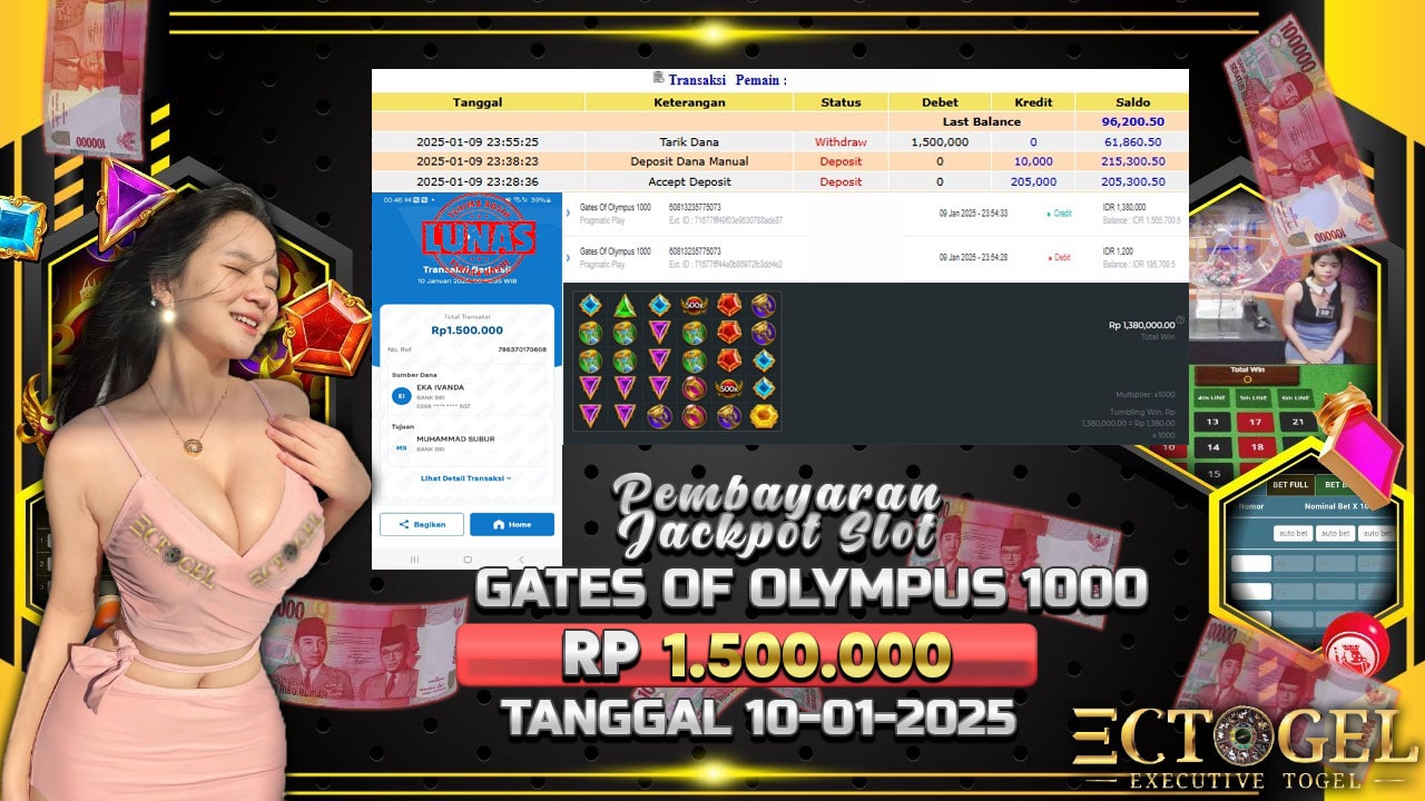 BUKTI JACKPOT SLOT GATES OF OLYMPUS 1000 TERPERCAYA DI INDONESIA TGL 10-01-2025